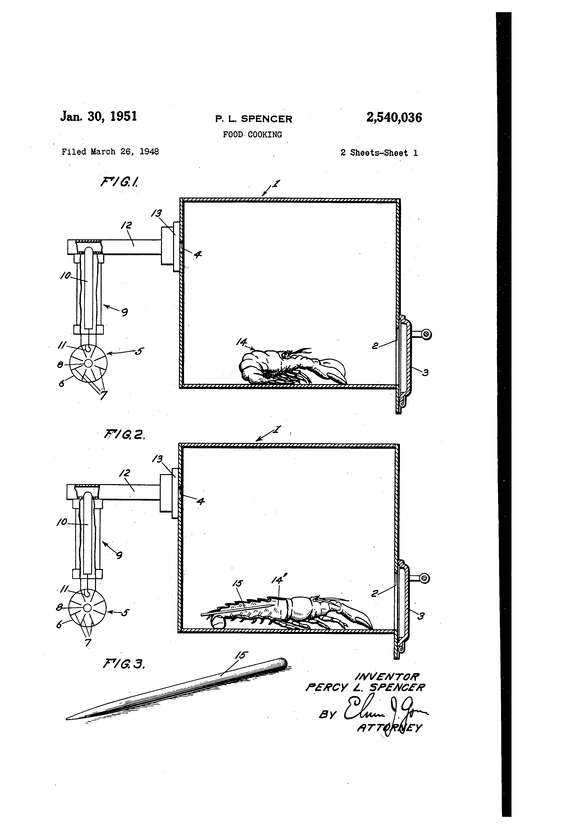 Percy Spencer's 1948 patent for "food cooking"