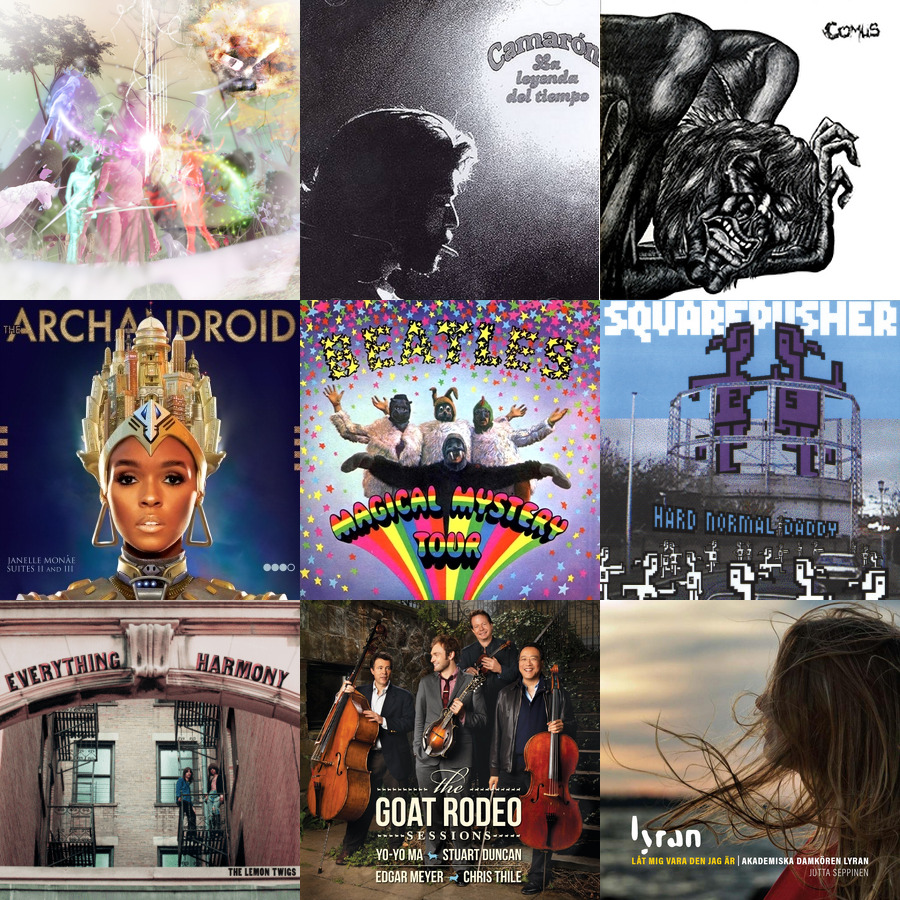 a grid of assorted album artwork